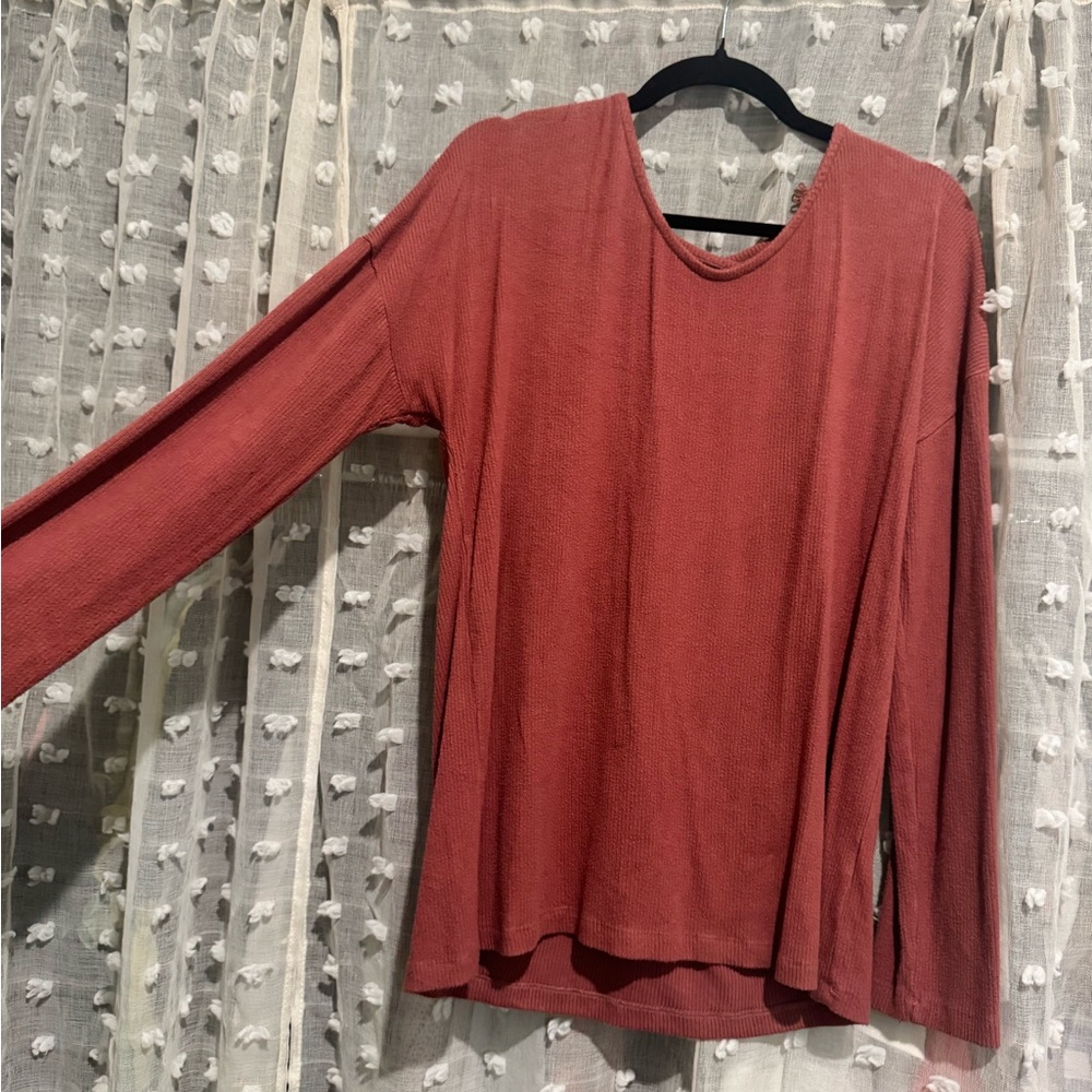 White Birch Dusty Rose Long Sleeve Top